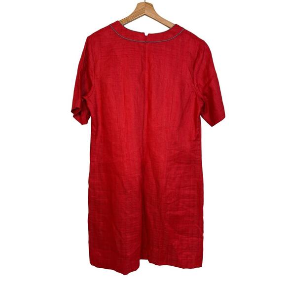 Pendleton Linen Lora Shift Dress Size 16 Cayenne Textured Red Relaxed Resort - Picture 3 of 12